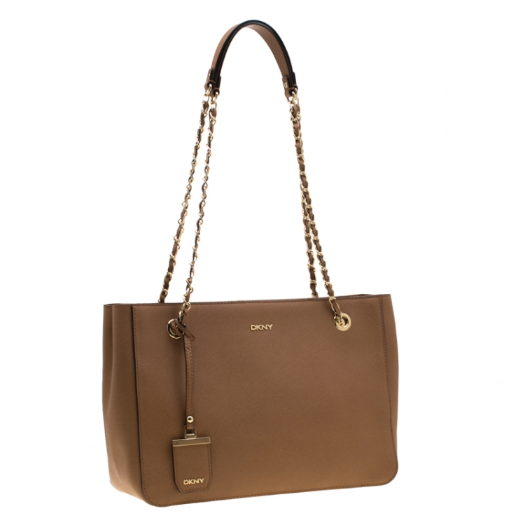 Pre Owned DKNY Light Brown Leather Bryant Park Tote