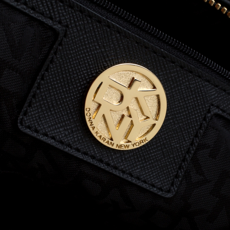 Pre Owned DKNY Black Leather Lizard Embossed Tote
