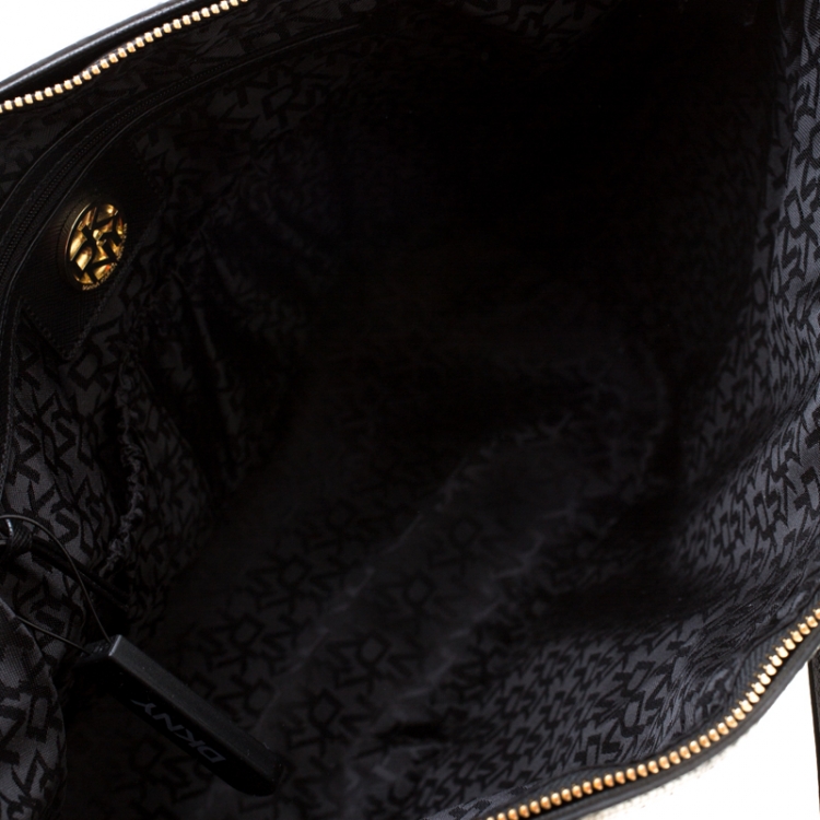 Pre Owned DKNY Black Leather Lizard Embossed Tote