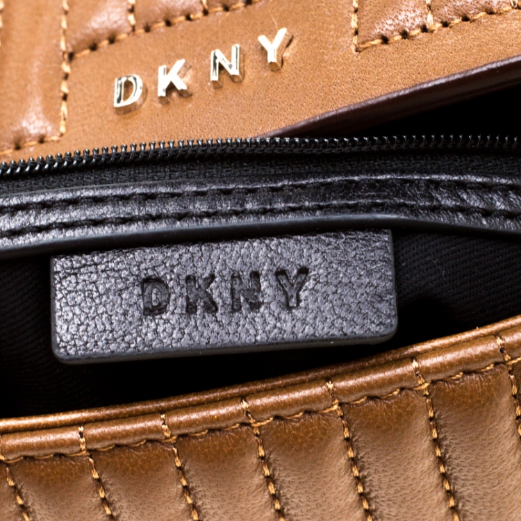 Pre Owned DKNY Brown Quilted Leather Gansevoort Crossbody Bag