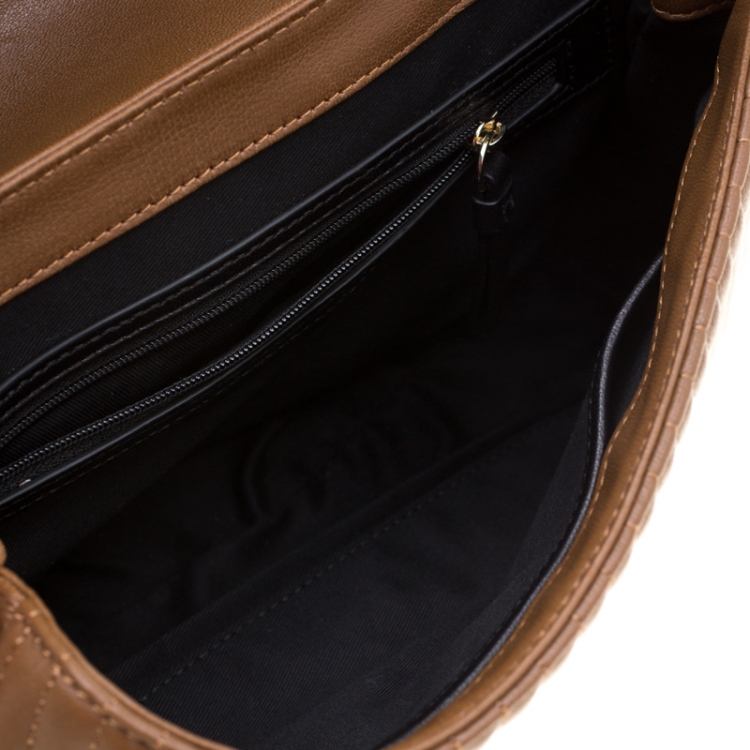 Pre Owned DKNY Brown Quilted Leather Gansevoort Crossbody Bag