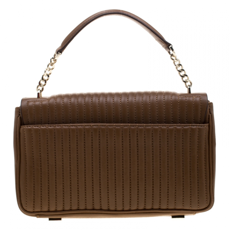 Pre Owned DKNY Brown Quilted Leather Gansevoort Crossbody Bag