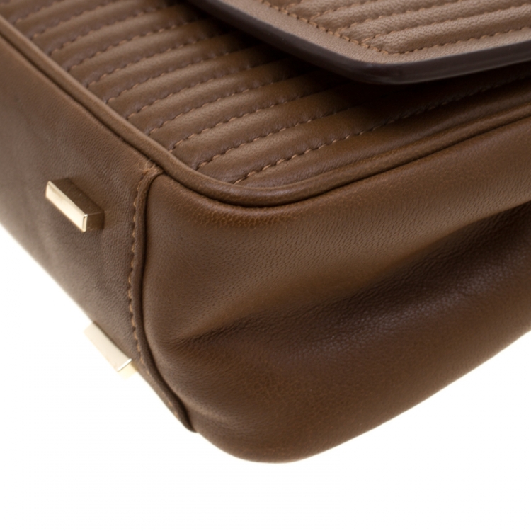 Pre Owned DKNY Brown Quilted Leather Gansevoort Crossbody Bag