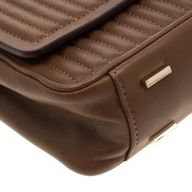 Pre Owned DKNY Brown Quilted Leather Gansevoort Crossbody Bag