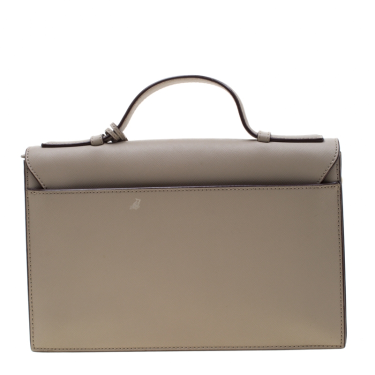 Pre Owned DKNY Grey Leather Top Handle Bag