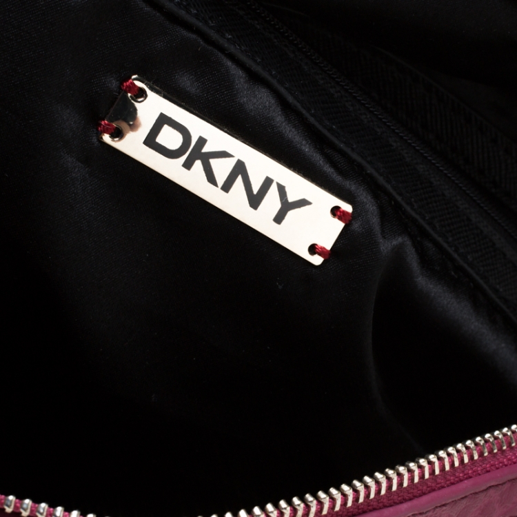Pre Owned DKNY Pink Monogram Canvas Boston Bag