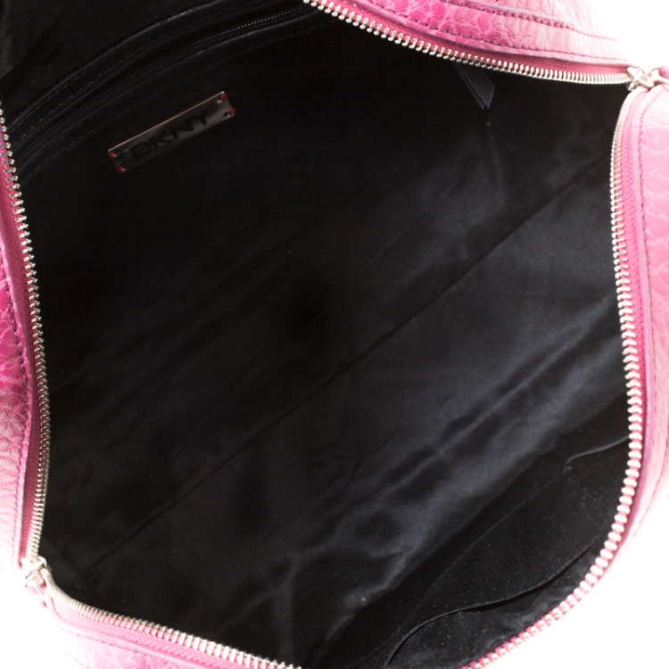Pre Owned DKNY Pink Monogram Canvas Boston Bag