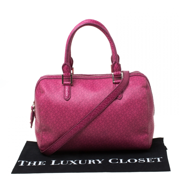 Pre Owned DKNY Pink Monogram Canvas Boston Bag