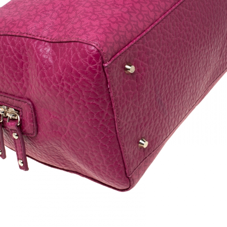 Pre Owned DKNY Pink Monogram Canvas Boston Bag