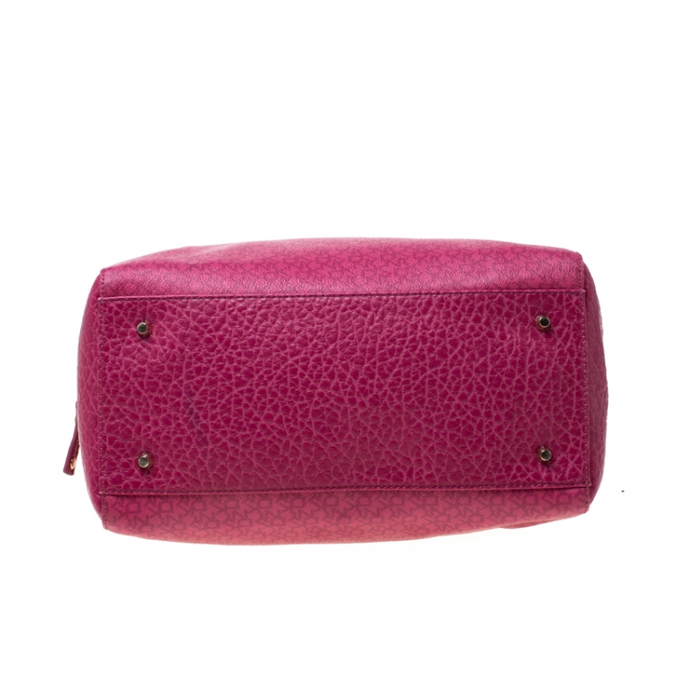Pre Owned DKNY Pink Monogram Canvas Boston Bag