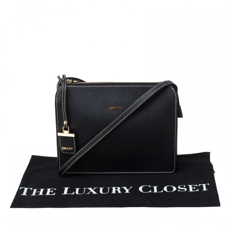 Pre Owned Dkny Black Saffiano Leather Crossbody Bag