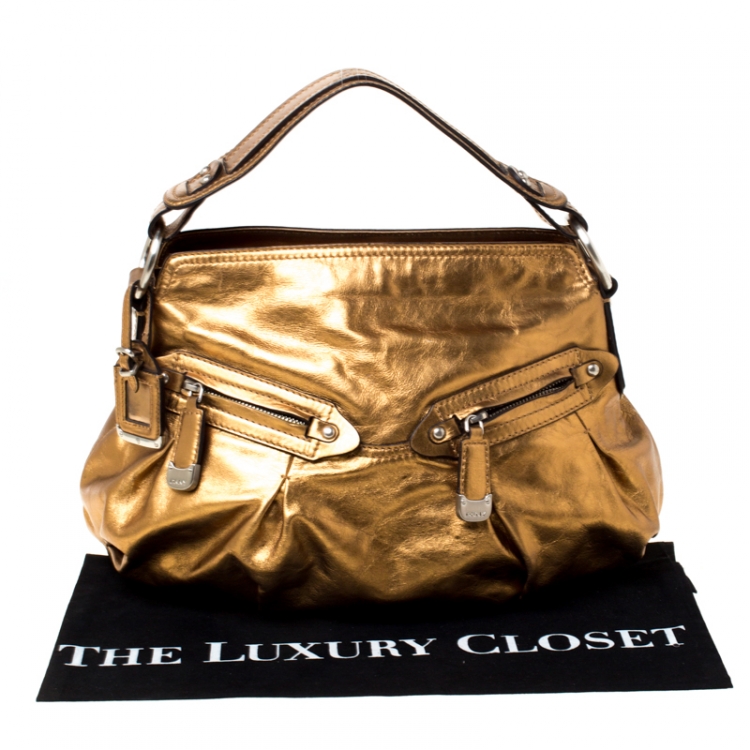 Pre Owned DKNY Metallic Gold Leather Hobo 