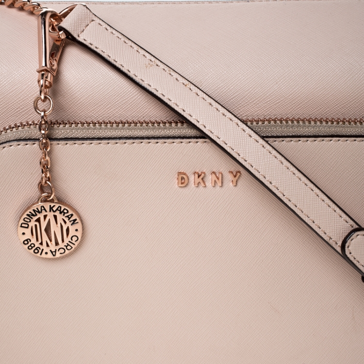 Pre Owned DKNY Pink Leather Bryant Park Pocket Crossbody Bag  