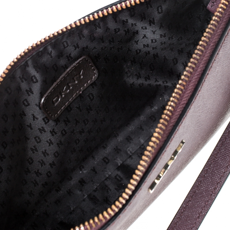 Pre Owned Dkny Burgundy Leather Zip Crossbody Bag