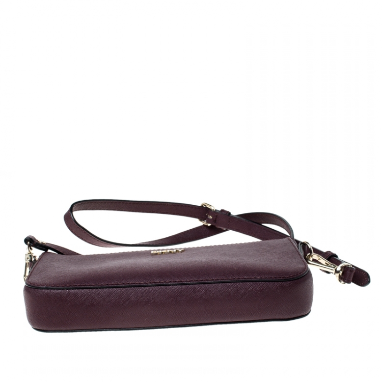Pre Owned Dkny Burgundy Leather Zip Crossbody Bag