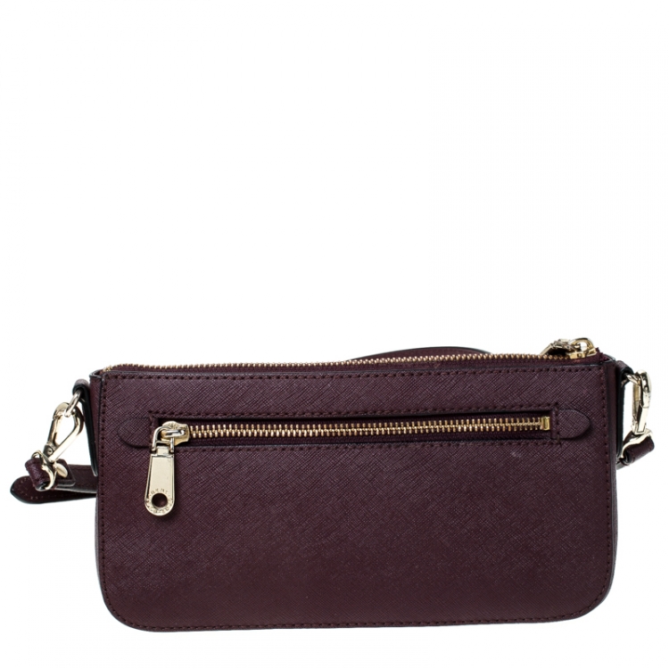 Pre Owned Dkny Burgundy Leather Zip Crossbody Bag