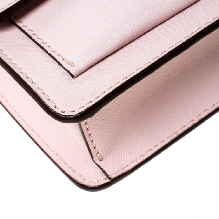 مملوكة مسبقًا Dkny Baby Pink Leather Bryant Park Flap Crossbody Bag
