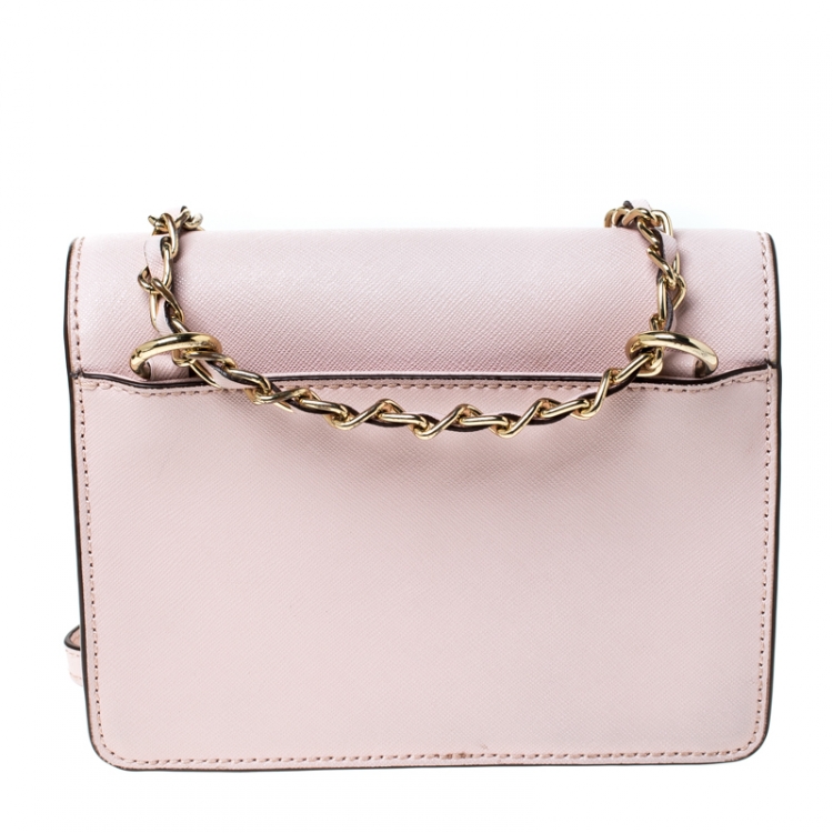 مملوكة مسبقًا Dkny Baby Pink Leather Bryant Park Flap Crossbody Bag