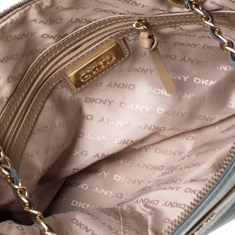 Pre Owned DKNY Grey Leather Shoulder Bag 