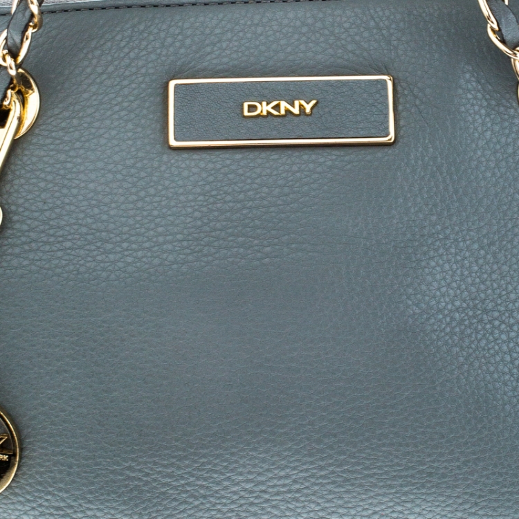 Pre Owned DKNY Grey Leather Shoulder Bag 