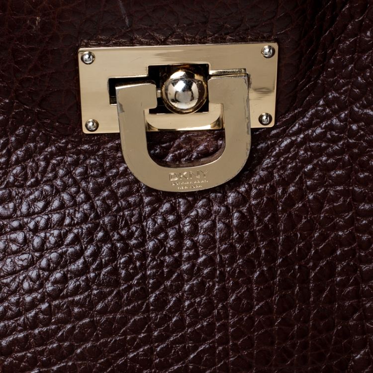 Pre Owned DKNY Copper Leather Courtney Shopper Tote