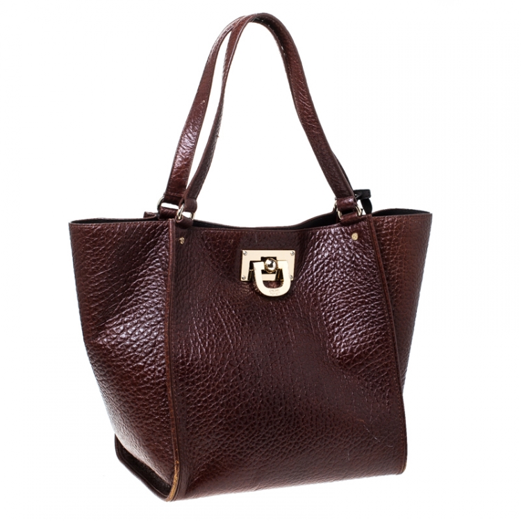 Pre Owned DKNY Copper Leather Courtney Shopper Tote