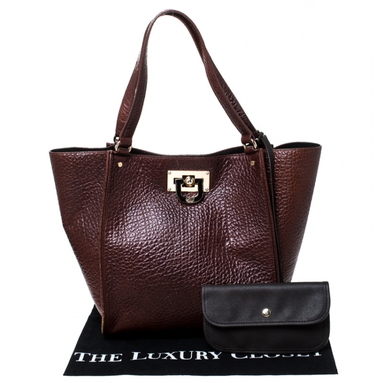 Pre Owned DKNY Copper Leather Courtney Shopper Tote