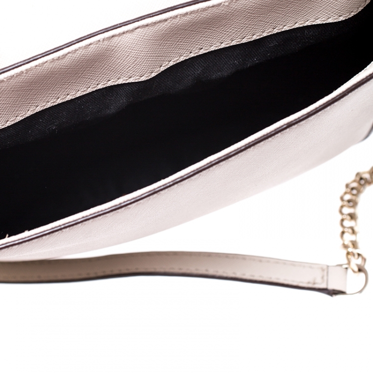 Pre Owned DKNY Grey Leather Flap Crossbody Bag
