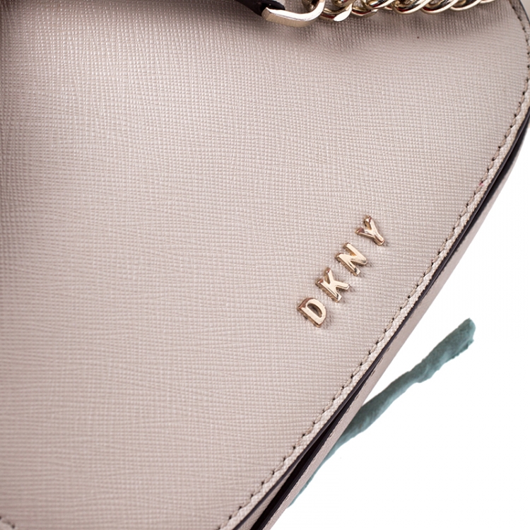 Pre Owned DKNY Grey Leather Flap Crossbody Bag