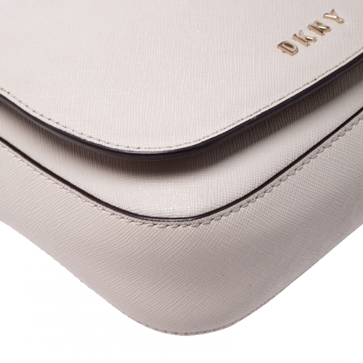 Pre Owned DKNY Grey Leather Flap Crossbody Bag