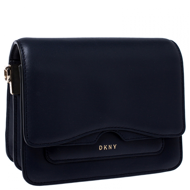 Pre Owned DKNY Navy Blue Leather Bag