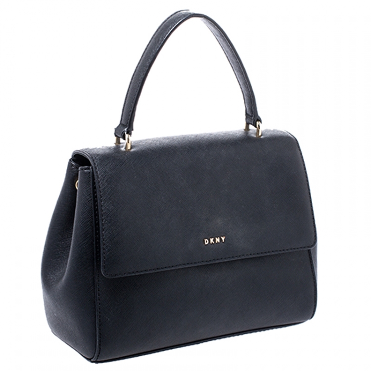 Pre Owned DKNY Black Saffiano Leather Top Handle Bag