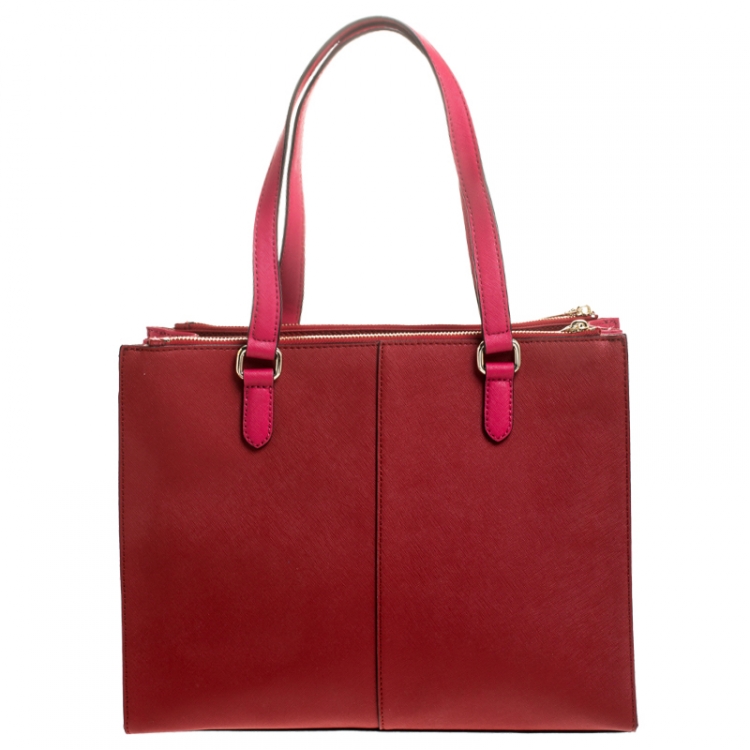 Pre Owned DKNY Red/Pink Leather Tote