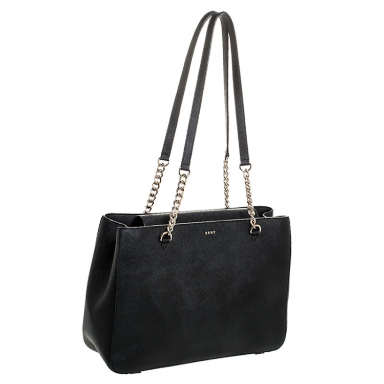 Pre Owned Dkny Black Leather Chain Tote