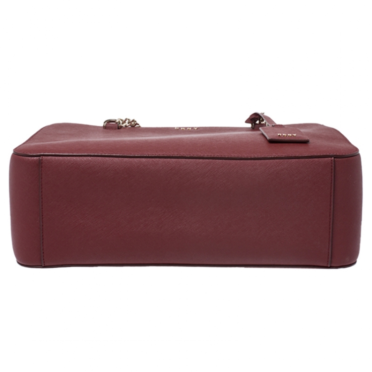Pre Owned Dkny Maroon Leather Chain Tote