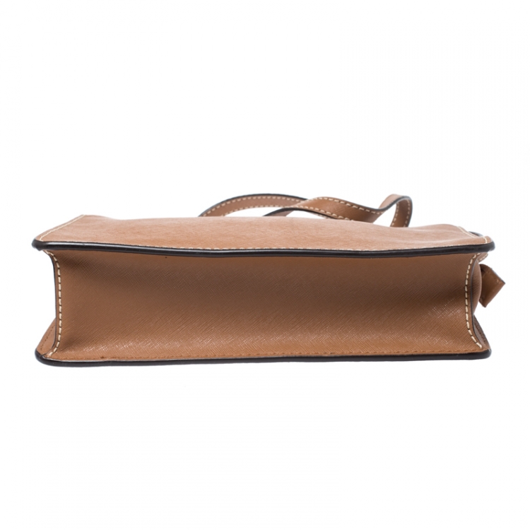 Pre Owned Dkny Brown Leather Zip Crossbody Bag