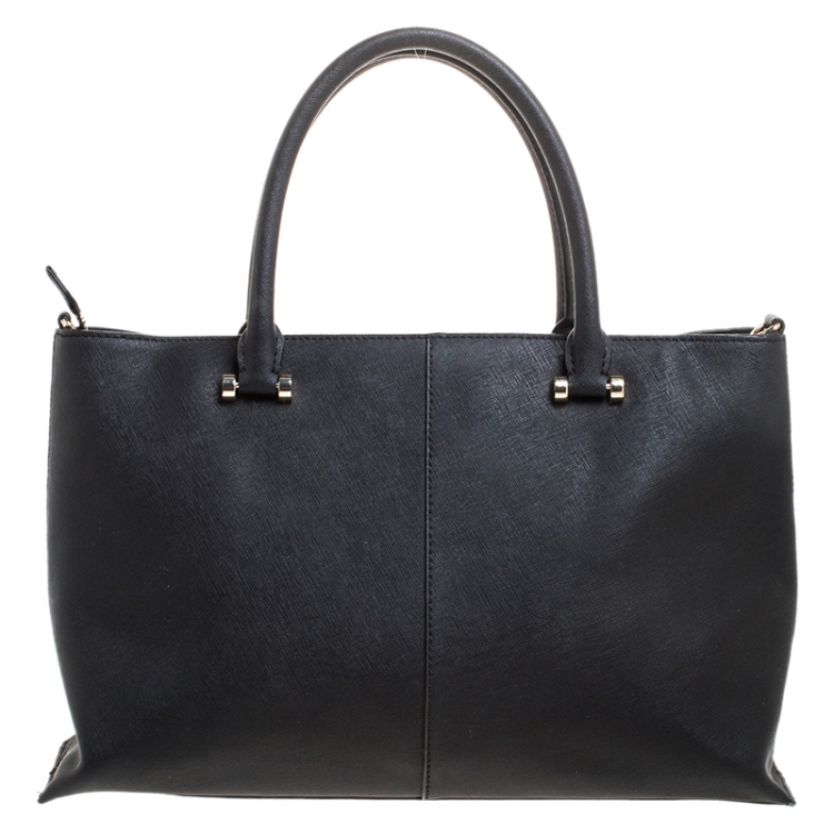 Pre Owned DKNY Black Leather Dona Karan Zip Tote