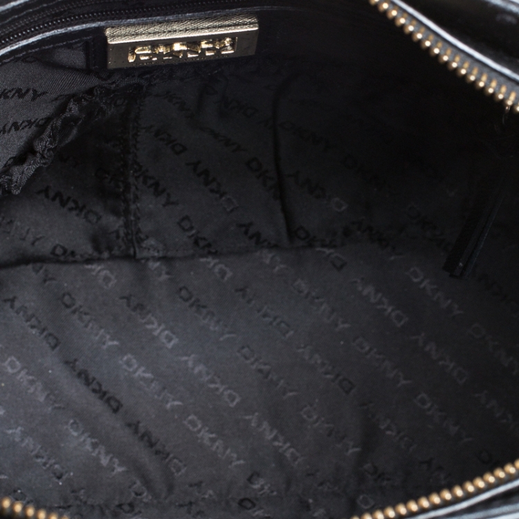 Pre Owned DKNY Black Leather Dona Karan Zip Tote
