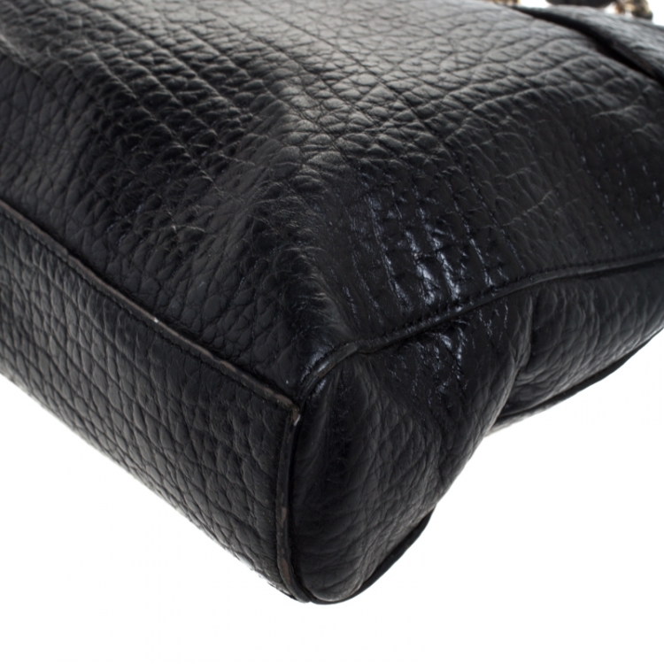Pre Owned DKNY Black Grained Leather Padlock Chain Shoulder Bag