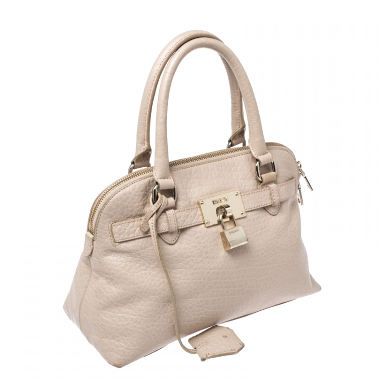 Pre Owned DKNY Beige Leather Dome Satchel
