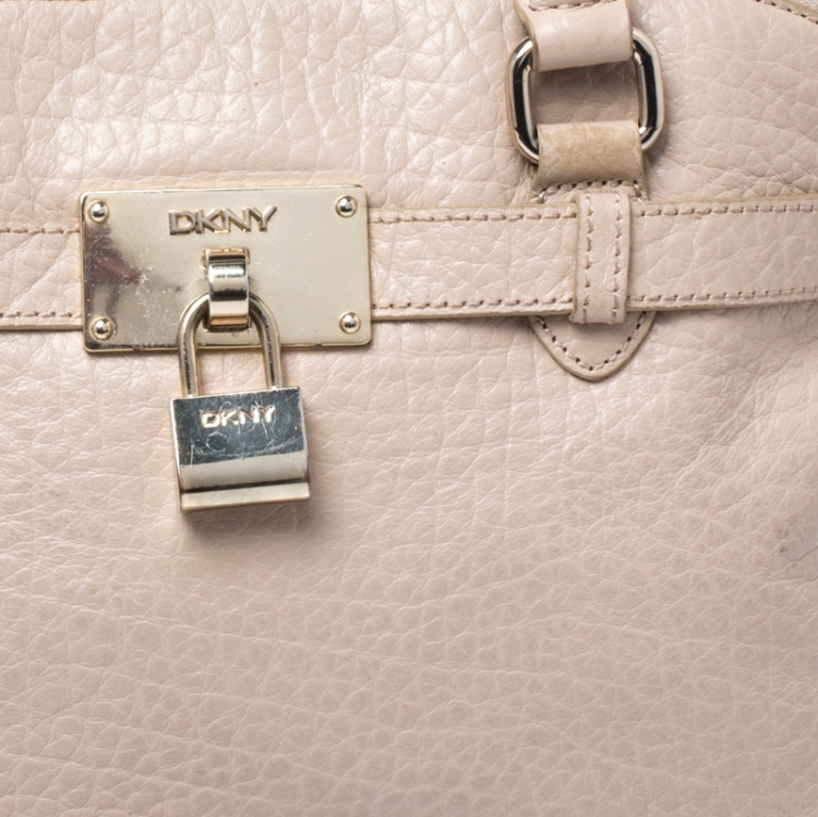 Pre Owned DKNY Beige Leather Dome Satchel