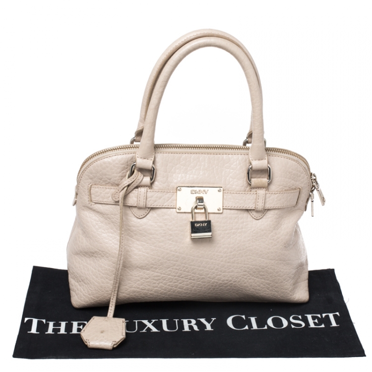 Pre Owned DKNY Beige Leather Dome Satchel