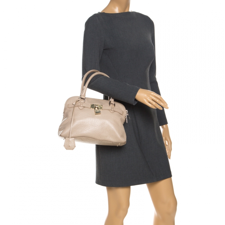 Pre Owned DKNY Beige Leather Dome Satchel