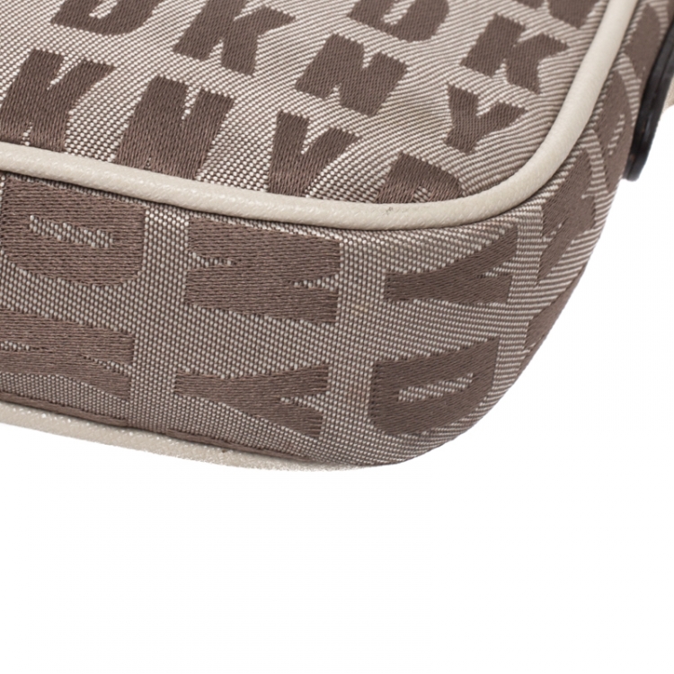 Pre Owned DKNY Beige/Brown Monogram Canvas Pochette