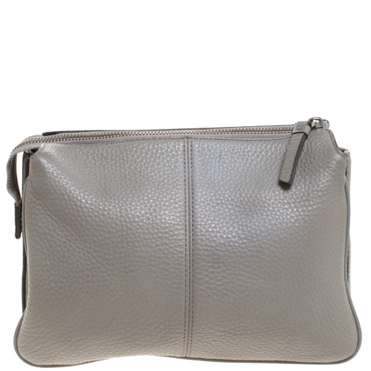 Pre Owned DKNY Grey Leather Crossbody Bag