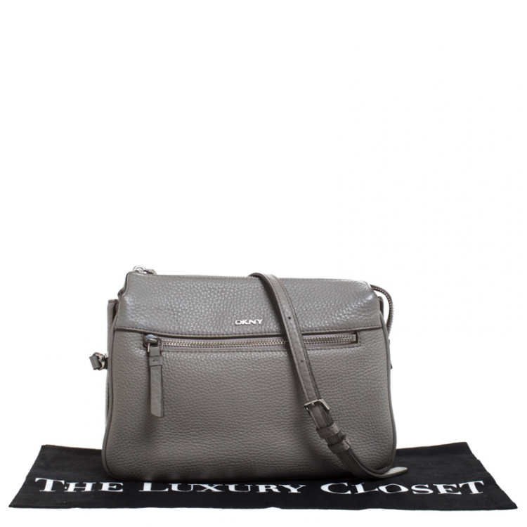Pre Owned DKNY Grey Leather Crossbody Bag