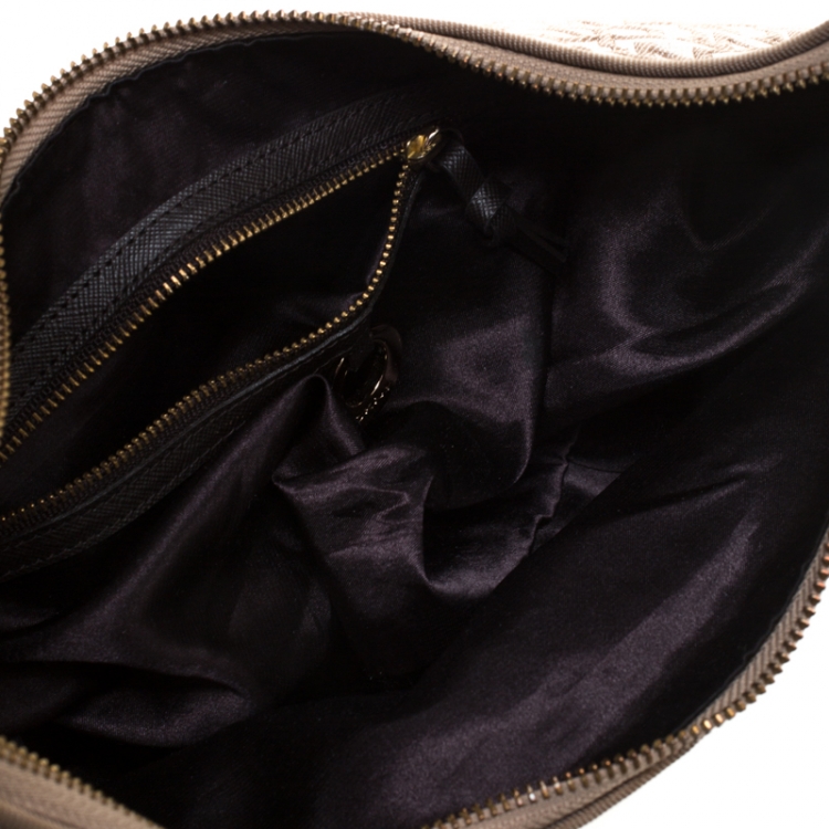 Pre Owned Dkny Beige/Red Signature Canvas Small Hobo