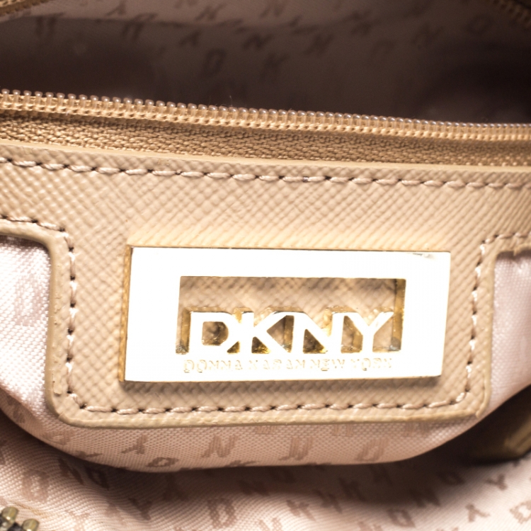 Pre Owned Dkny Dark Grey Quilted Leather Zip Chain Shoulder Bag