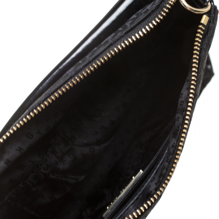 Pre Owned Dkny Black Leather Flap Shoulder Bag
