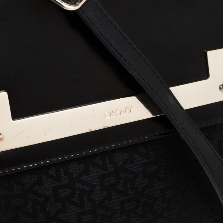 Pre Owned Dkny Black Leather Flap Shoulder Bag